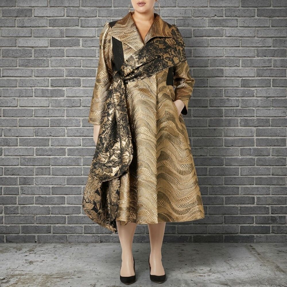 NEW Making The Cut 3 Season Jacquard Metallic Jacket w/ Elegant Wrap Size: S